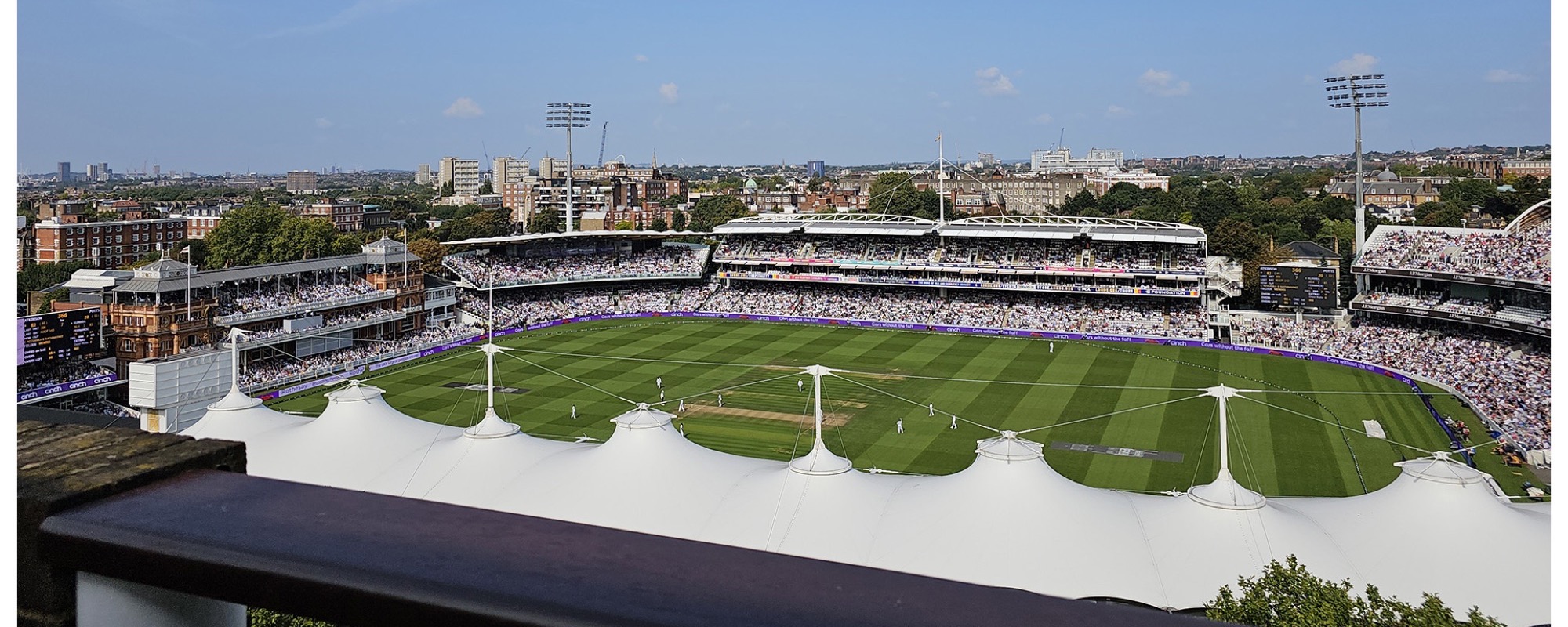The view from the terrace over the cricket ground at Lord's